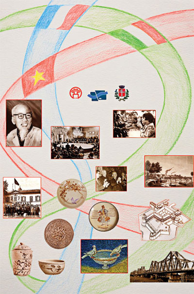 Phác thảo bức tranh gốm kỷ niệm 40 năm ký kết Hiệp định Paris - Ảnh do họa sĩ Nguyễn Thu Thủy cung cấp.